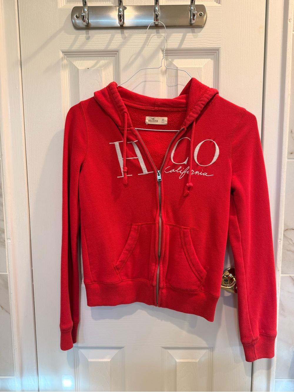 Hollister Red Zip-Up Hoodie Size XS